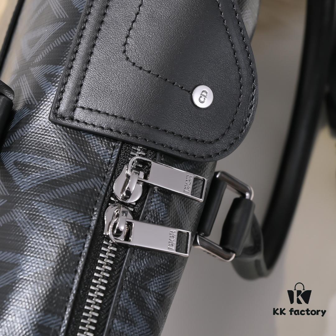 692f10d54ecd253cf1078bd9 Dior Latest Men's Briefcase/Handbag from Official Counter - Hit the Road Series, Black CD Diamond Canvas with Signature Straps, Spacious Design, Model D8009
