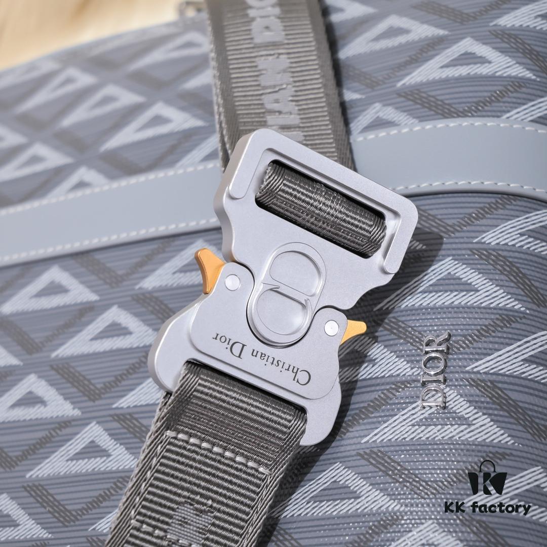 692f10d84ecd253cf1078be1 Dior Latest Collection Men's Briefcase/Handbag - Hit the Road Series, Grey CD Diamond Canvas with Signature Nylon Jacquard Straps