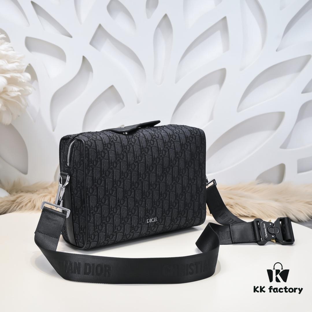 692f11014ecd253cf1078c36 Dior Latest Men's Messenger Bag / Shoulder Bag - Black Oblique Print with Grained Calfskin
