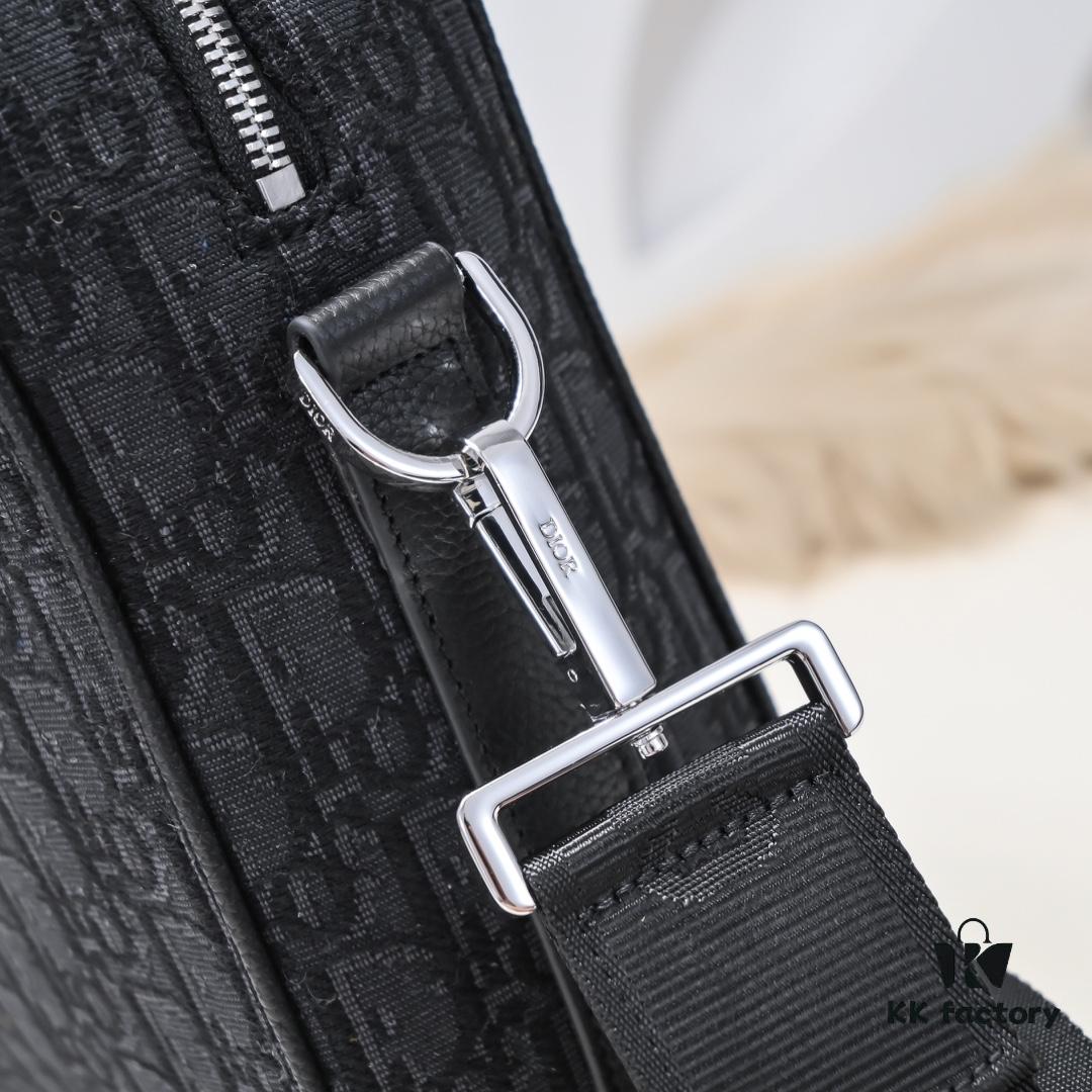 692f11024ecd253cf1078c38 Dior Latest Men's Messenger Bag / Shoulder Bag - Black Oblique Print with Grained Calfskin