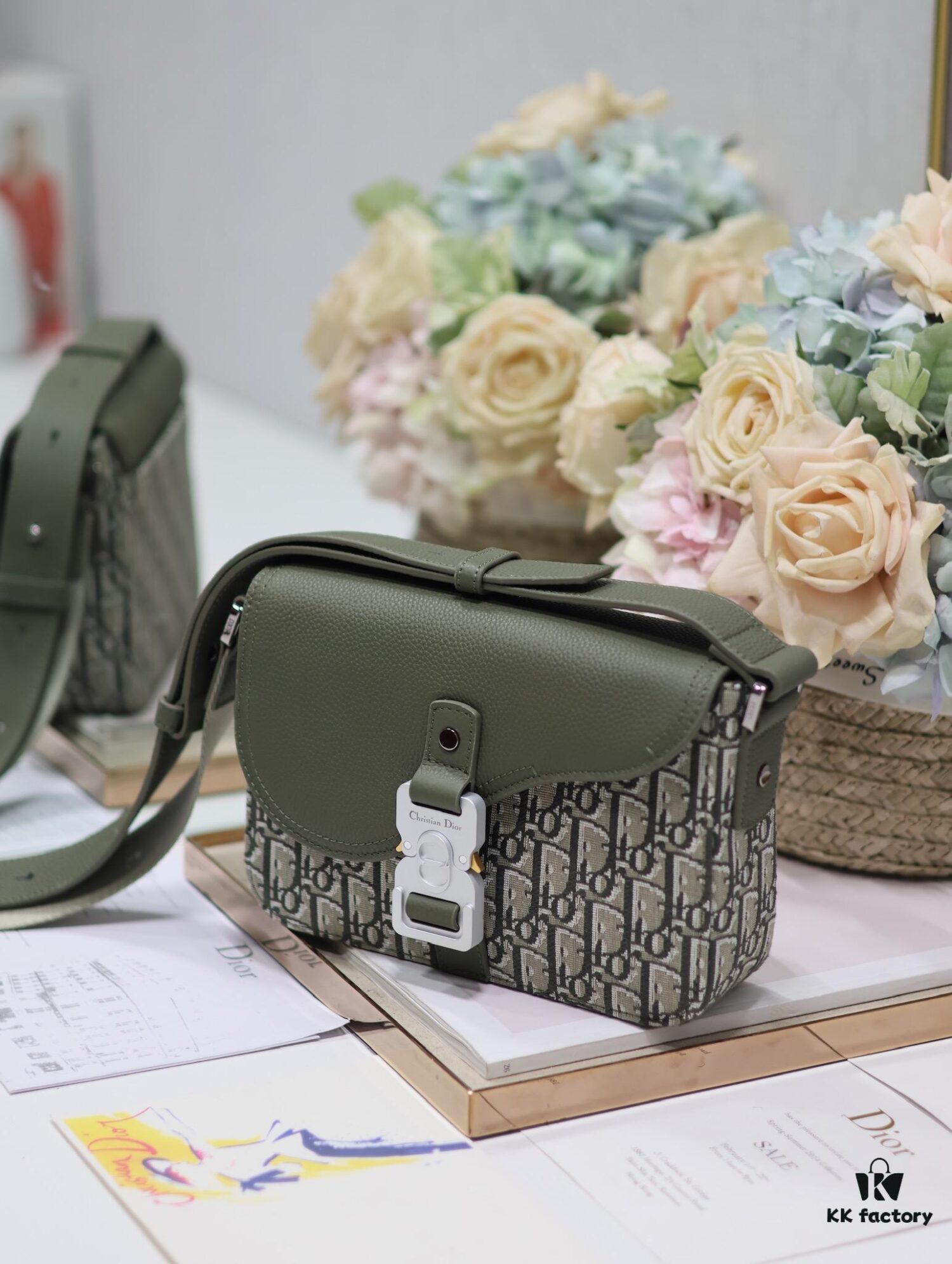 692f110a4ecd253cf1078c46 Small Men's Saddle Flap Messenger Bag in Khaki Canvas