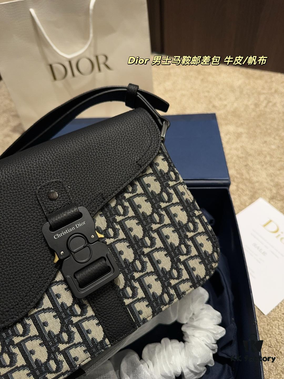 692f113b4ecd253cf1078ca1 Dior Men's Saddle Messenger Bag ✅ Leather Canvas Foldable Box ️ Size 23.18