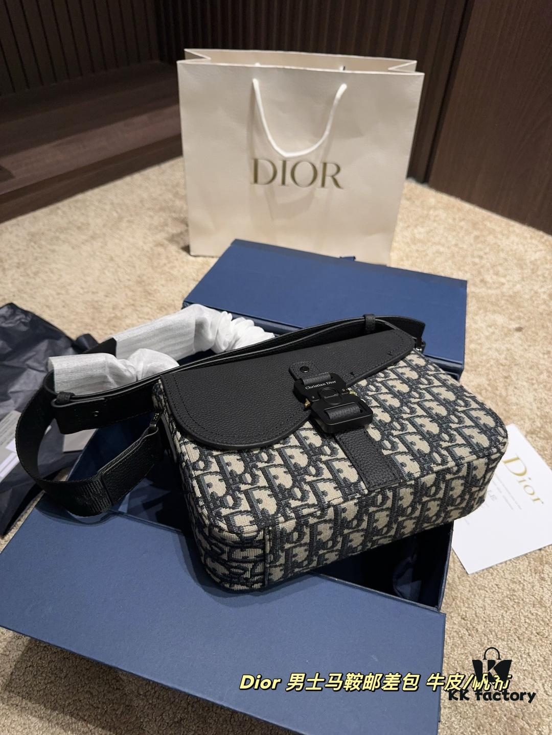 692f113e4ecd253cf1078ca7 Dior Men's Saddle Messenger Bag ✅ Leather Canvas Foldable Box ️ Size 23.18