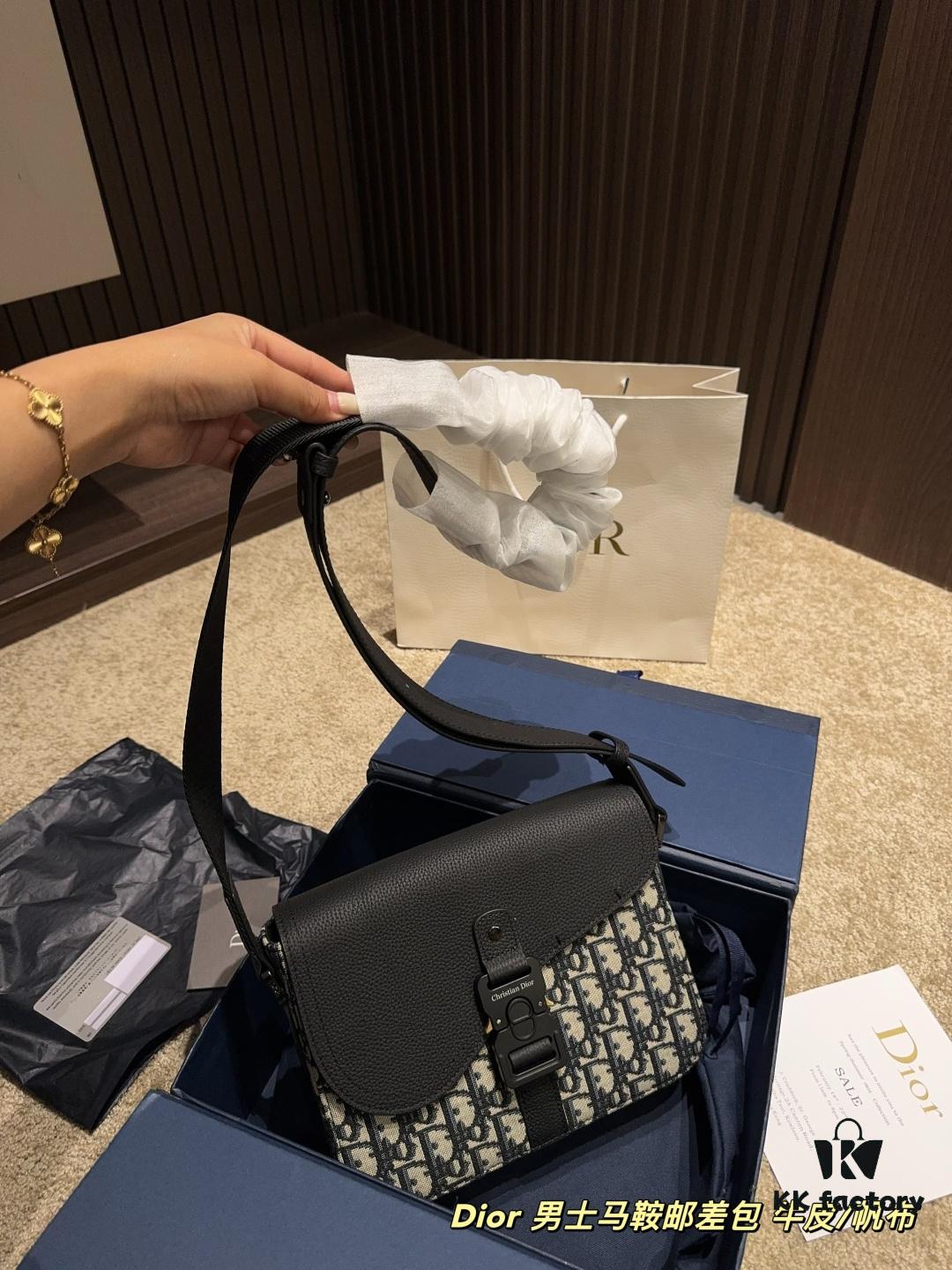 692f113f4ecd253cf1078ca8 Dior Men's Saddle Messenger Bag ✅ Leather Canvas Foldable Box ️ Size 23.18