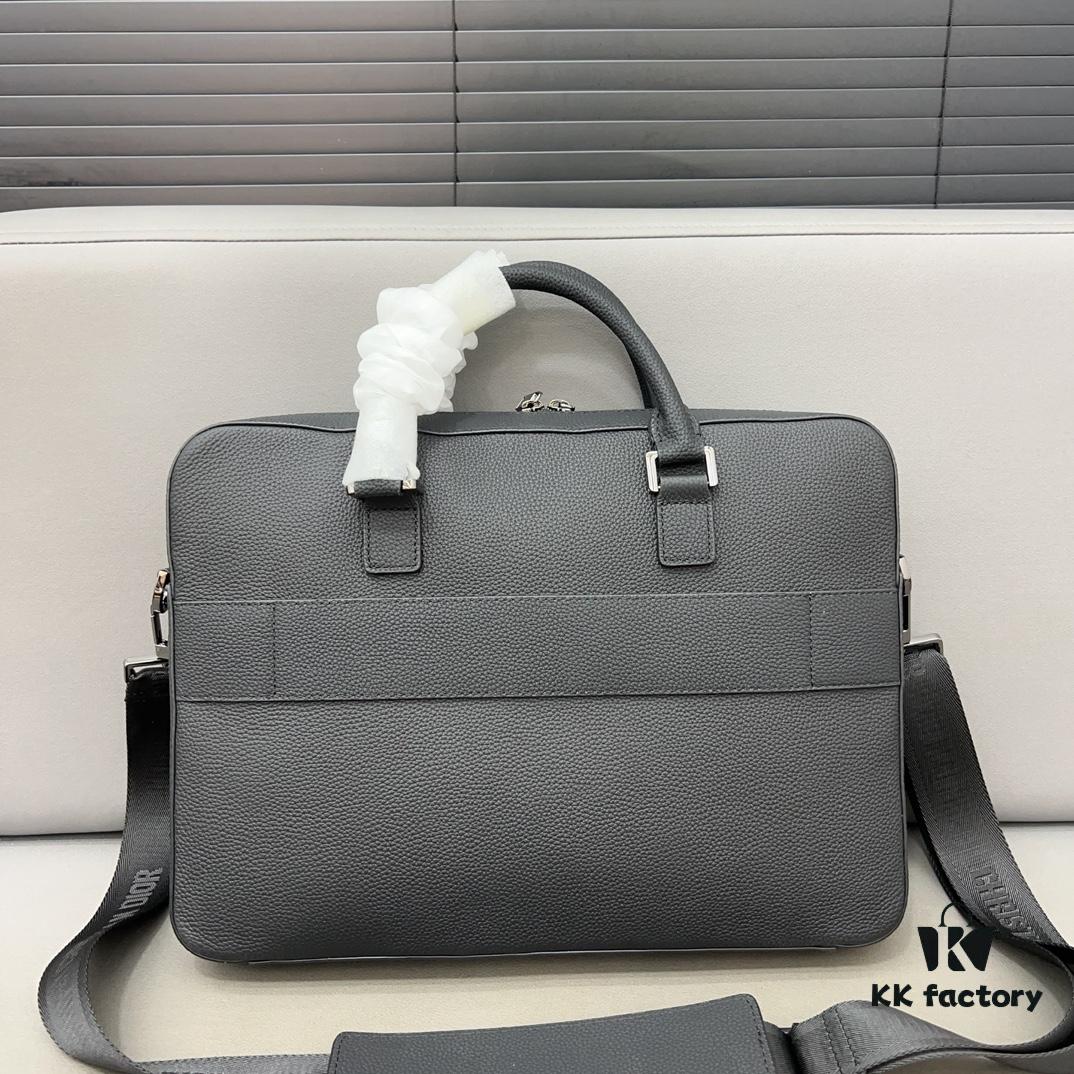 692f11694ecd253cf1078d02 Dior Men's Leather Briefcase Laptop Bag Crossbody Handbag with Exquisite Inlay Craftsmanship, Classic and Versatile Design, Original Factory Material, High-End Quality, Includes Dust Bag, 38 x 27 cm