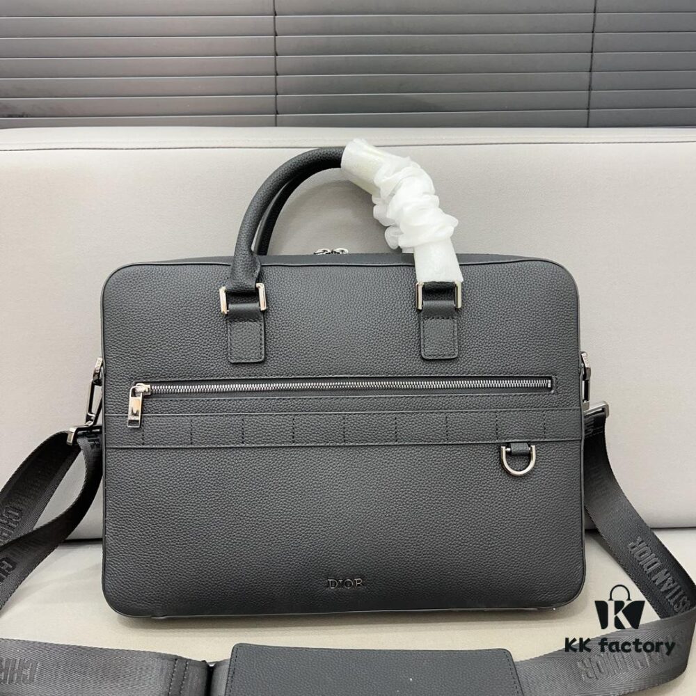692f11694ecd253cf1078d03 Dior Men's Leather Briefcase Laptop Bag Crossbody Handbag with Exquisite Inlay Craftsmanship, Classic and Versatile Design, Original Factory Material, High-End Quality, Includes Dust Bag, 38 x 27 cm