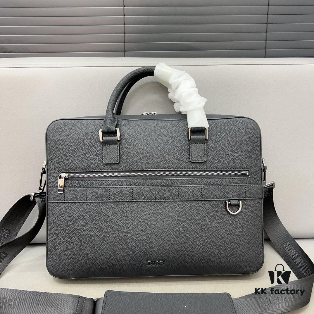 692f11694ecd253cf1078d03 Dior Men's Leather Briefcase Laptop Bag Crossbody Handbag with Exquisite Inlay Craftsmanship, Classic and Versatile Design, Original Factory Material, High-End Quality, Includes Dust Bag, 38 x 27 cm