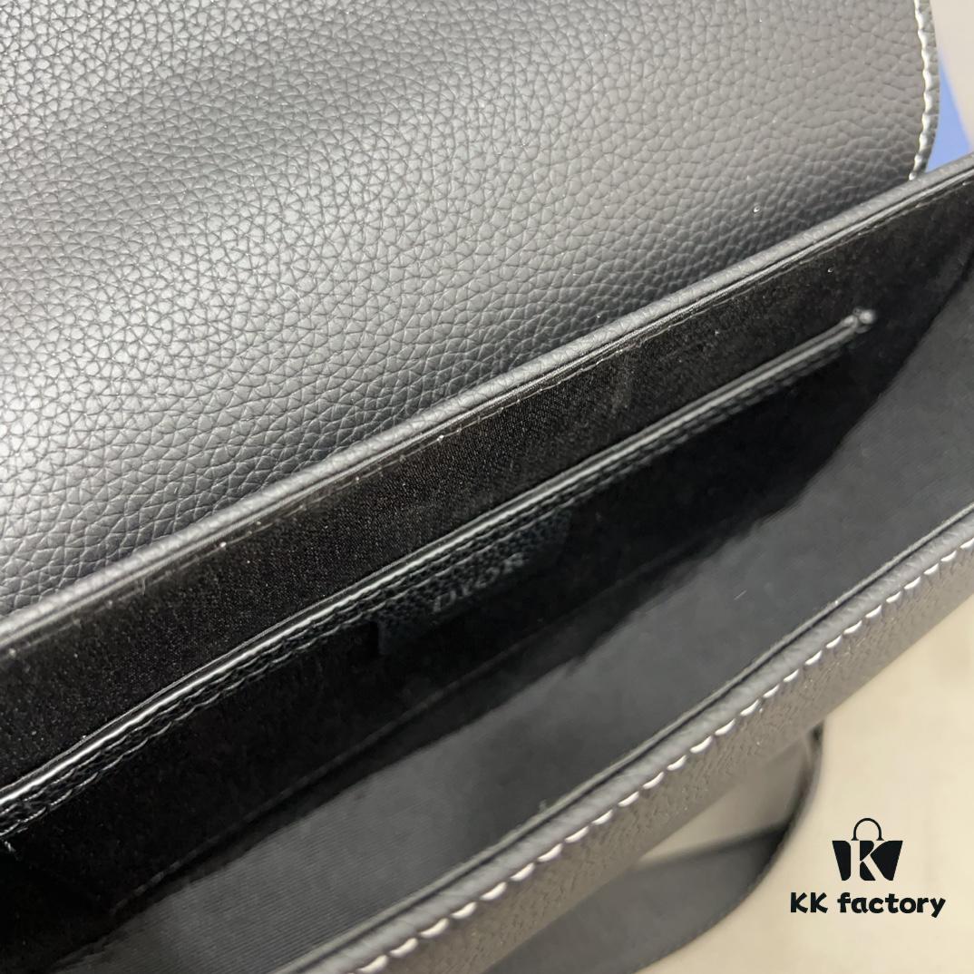 692f11fe4ecd253cf1078e3b DIOR Men's Flap Shoulder Saddle Bag in Black Canvas with Leather Trim, Long Adjustable Strap, Unisex Portable Design, Celebrity Must-Have, Crafted with Precision Inlay Workmanship, Classic and Versatile