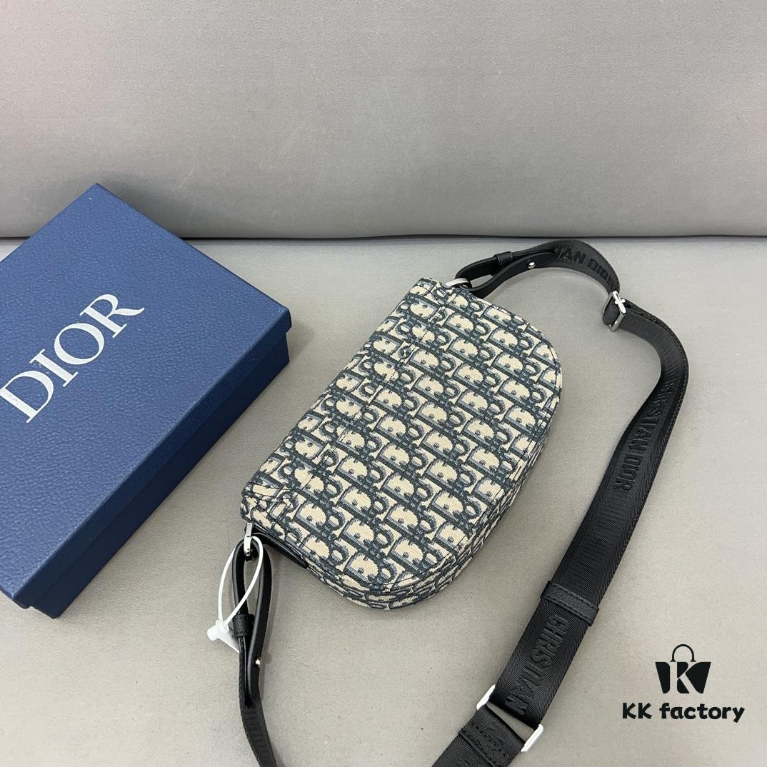 692f12014ecd253cf1078e41 DIOR Men's Flap Shoulder Saddle Bag in Black Canvas with Leather Trim, Long Adjustable Strap, Unisex Portable Design, Celebrity Must-Have, Crafted with Precision Inlay Workmanship, Classic and Versatile