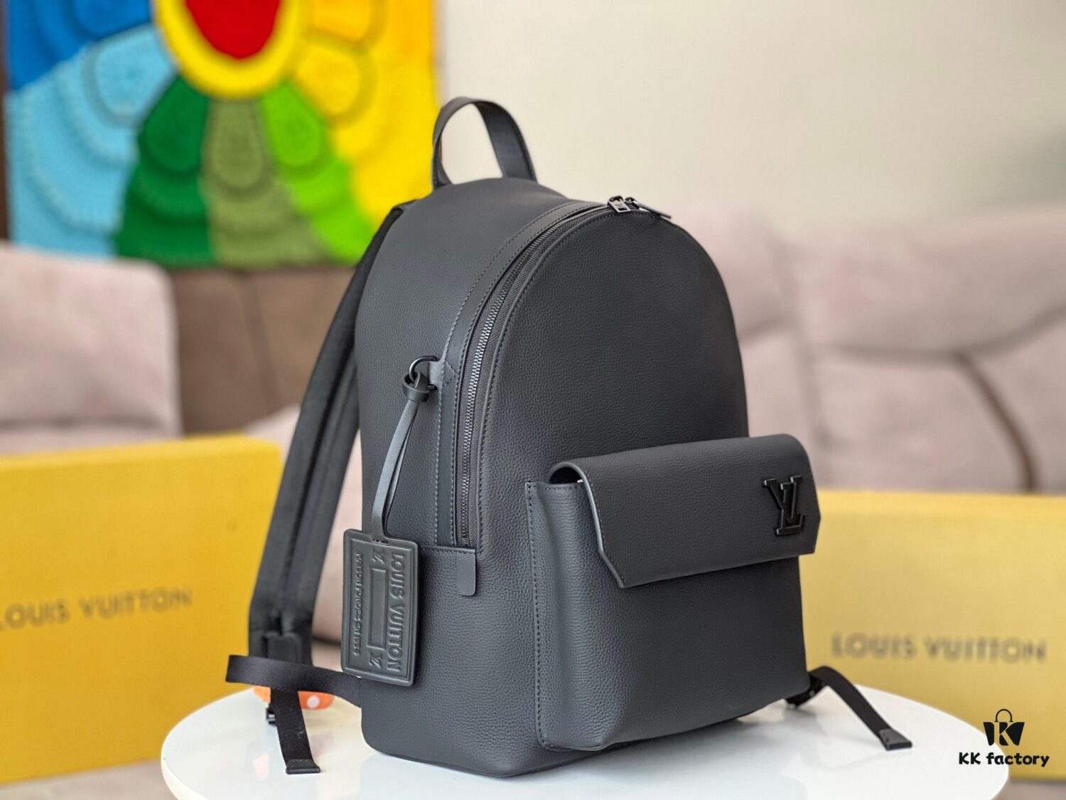 692f12594ecd253cf1078eca Top-Quality Original Stock - Full-Grain Calfskin Aerogram Backpack with Chip Encoding, Model M57079 Black