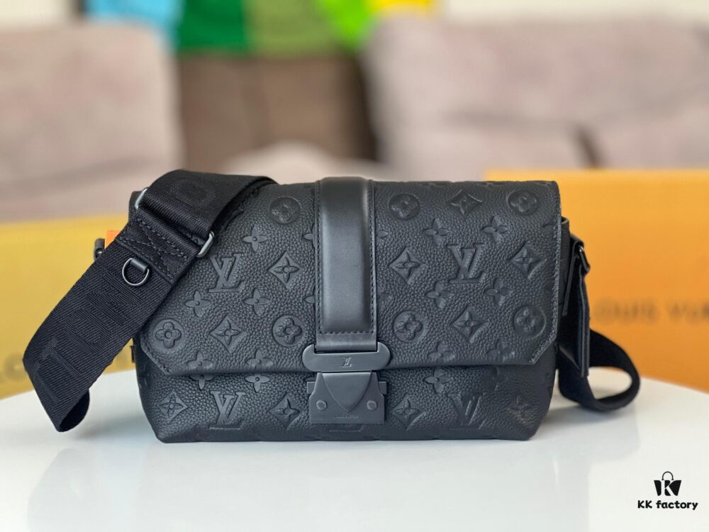 692f12944ecd253cf1078f2d S-Cape Messenger Bag in M23741 Monogram Embossed Taurillon Cowhide Leather (M46794 Black Pattern)