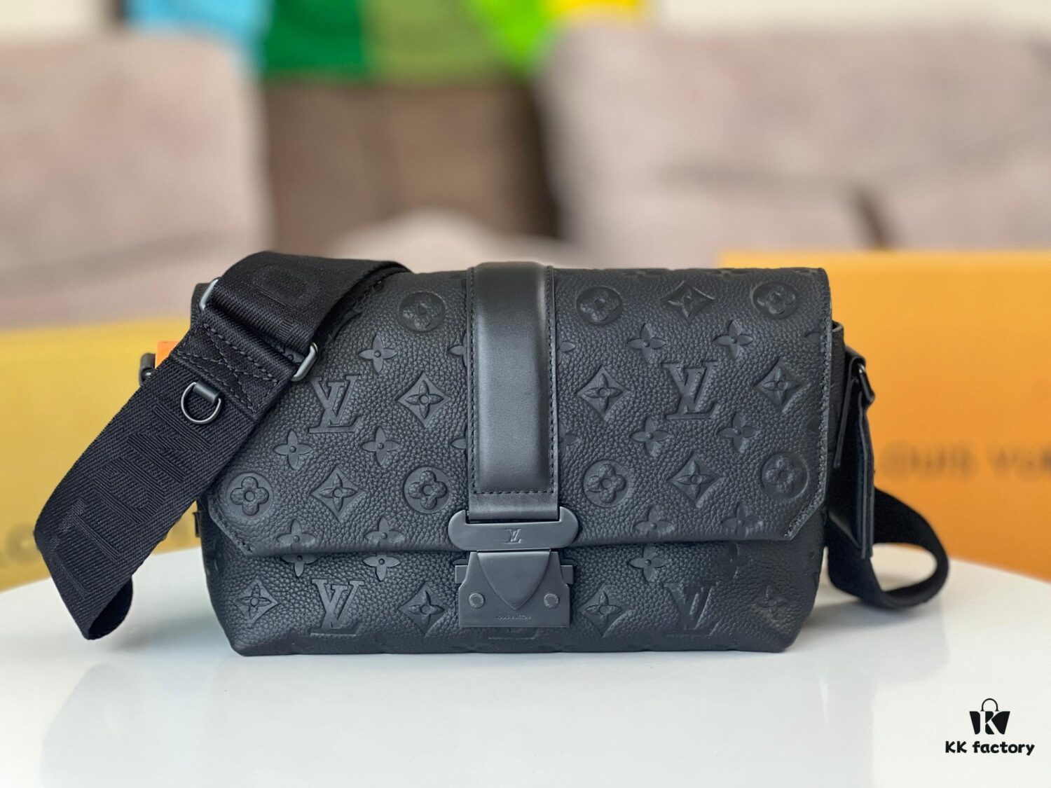 692f12944ecd253cf1078f2d S-Cape Messenger Bag in M23741 Monogram Embossed Taurillon Cowhide Leather (M46794 Black Pattern)