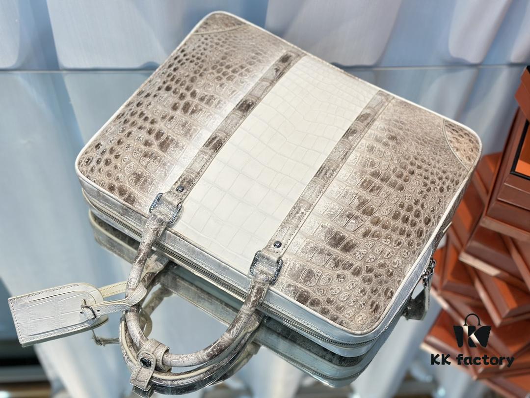 692f12c54ecd253cf1078f87 LV Same-Style Men's Briefcase Made from Himalayan Crocodile Belly with Lambskin Lining, Himalayan Collection