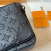 692f12e14ecd253cf1078fbe Genuine Leather Version LV Men's Three-in-One Black Warrior Trio Messenger Bag