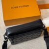692f12e94ecd253cf1078fcc Genuine Leather Version LV Men's Three-in-One Black Warrior Trio Messenger Bag