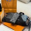 692f12f54ecd253cf1078fe0 Embossed Cowhide Black Flower LV Men's Three-in-One Black Warrior Trio Messenger Bag