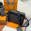 692f12f64ecd253cf1078fe3 Embossed Cowhide Black Flower LV Men's Three-in-One Black Warrior Trio Messenger Bag