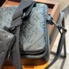 692f12f74ecd253cf1078fe5 Embossed Cowhide Black Flower LV Men's Three-in-One Black Warrior Trio Messenger Bag