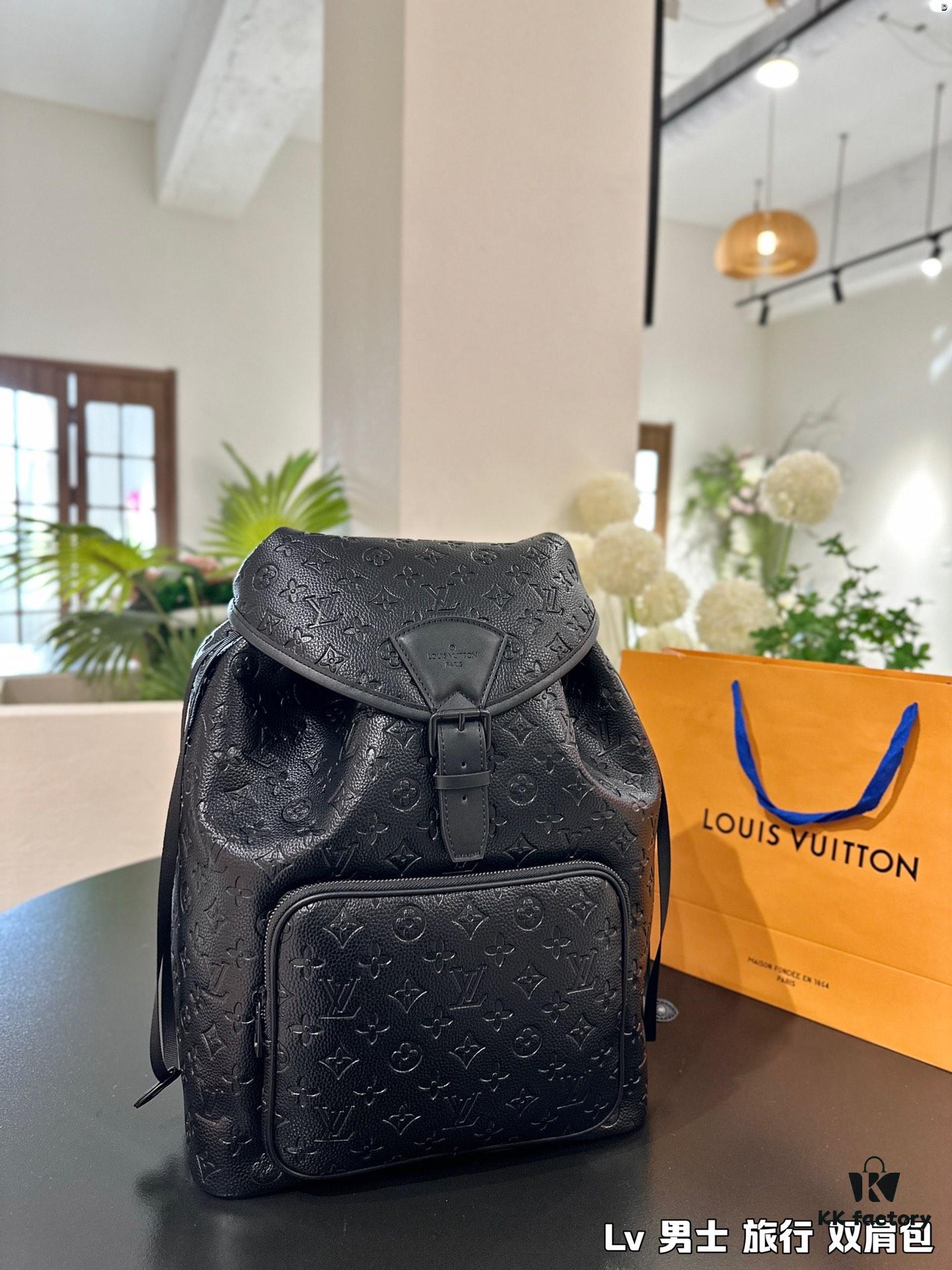 High-Value Backpack: Stylish and Versatile Canvas and Cowhide Hybrid Backpack with Classic LV Print, Perfect for Men