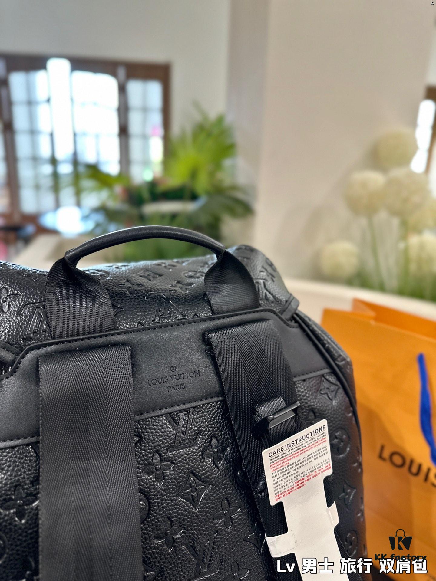 High-Value Backpack: Stylish and Versatile Canvas and Cowhide Hybrid Backpack with Classic LV Print, Perfect for Men