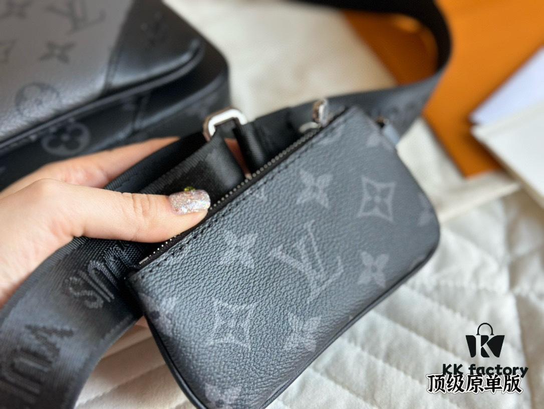 692f13e84ecd253cf10791dc Top Quality Original LV Men's Triple Combo Black Warrior Three-Piece Set Trio Messenger Bag