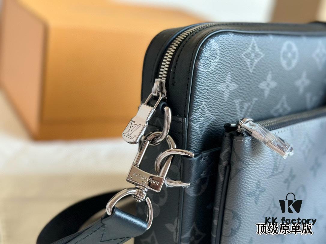 692f13e94ecd253cf10791dd Top Quality Original LV Men's Triple Combo Black Warrior Three-Piece Set Trio Messenger Bag