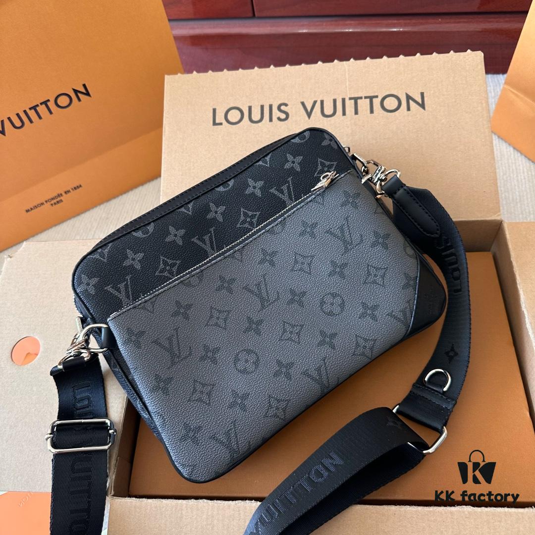 692f141e4ecd253cf1079248 LV Gucci Men's Three-in-One Crossbody Bag, Foldable Gift Box Packaging, Original Order Quality, Imported Premium Fabric