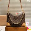 692f14514ecd253cf107928c Top Quality Original Single Pure Cowhide Full Steel Hardware LV Boulogne Messenger Bag Croissant Bag