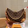 692f14534ecd253cf107928f Top Quality Original Single Pure Cowhide Full Steel Hardware LV Boulogne Messenger Bag Croissant Bag