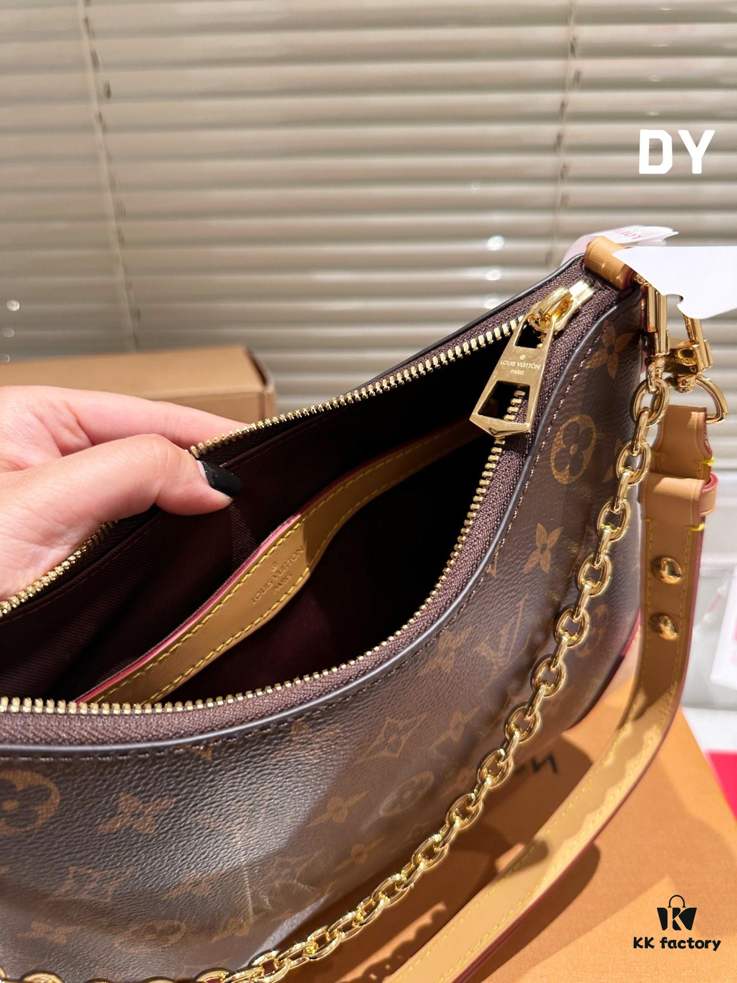 692f14564ecd253cf1079294 Top Quality Original Single Pure Cowhide Full Steel Hardware LV Boulogne Messenger Bag Croissant Bag