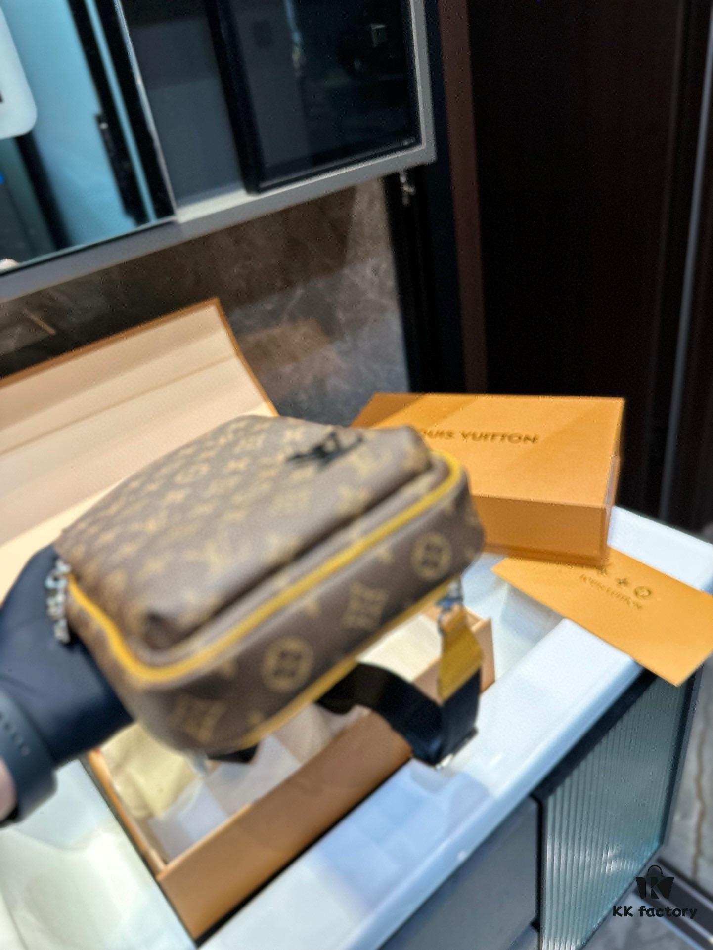 LV Louis Vuitton Men's 2023 New SAUMUR Classic Monogram Coated Canvas Crossbody Chest Bag