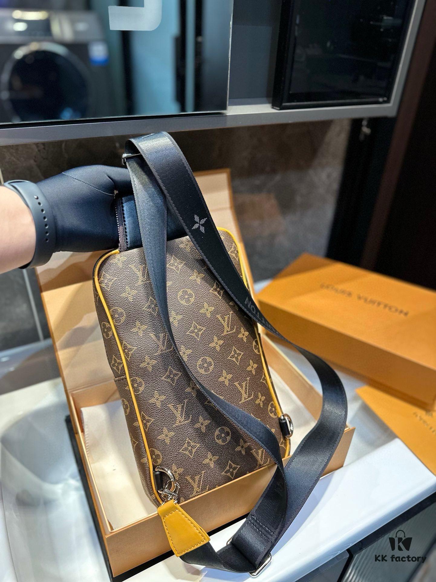LV Louis Vuitton Men's 2023 New SAUMUR Classic Monogram Coated Canvas Crossbody Chest Bag