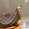 692f14624ecd253cf10792a9 Top Quality Original Single Pure Cowhide Full Steel Hardware LV Boulogne Messenger Bag Croissant Bag