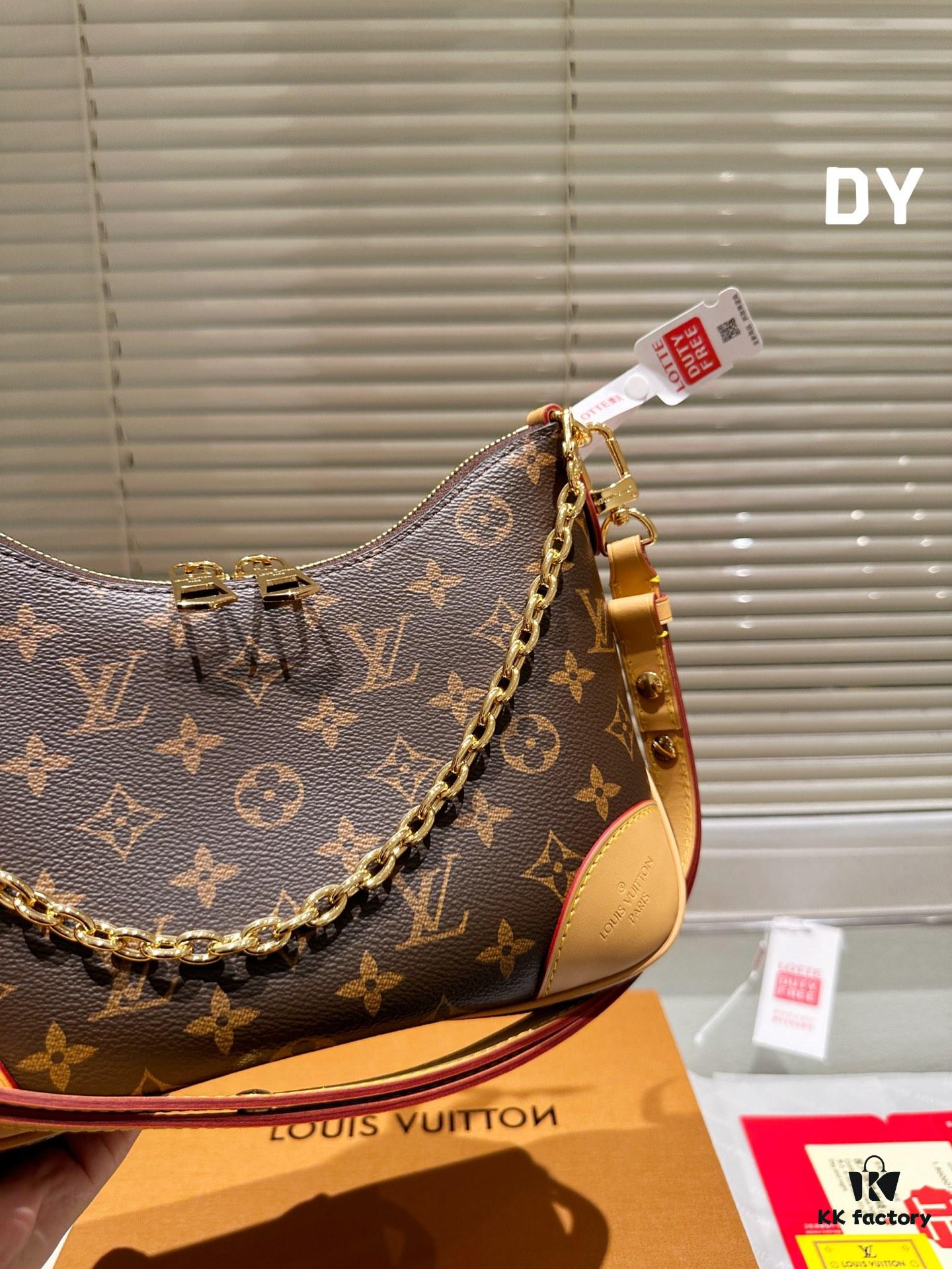 692f14624ecd253cf10792a9 Top Quality Original Single Pure Cowhide Full Steel Hardware LV Boulogne Messenger Bag Croissant Bag
