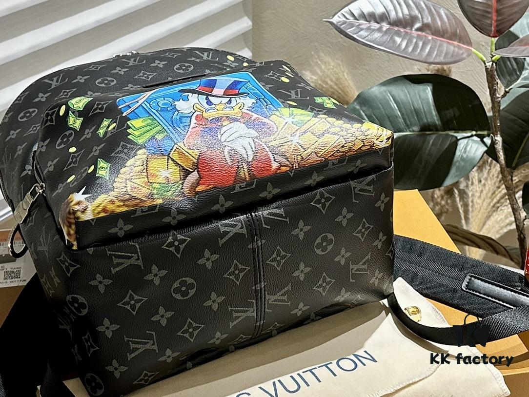 692f14734ecd253cf10792c9 Authentic LV Men's Discovery Donald Duck Graffiti Backpack in Genuine Cowhide