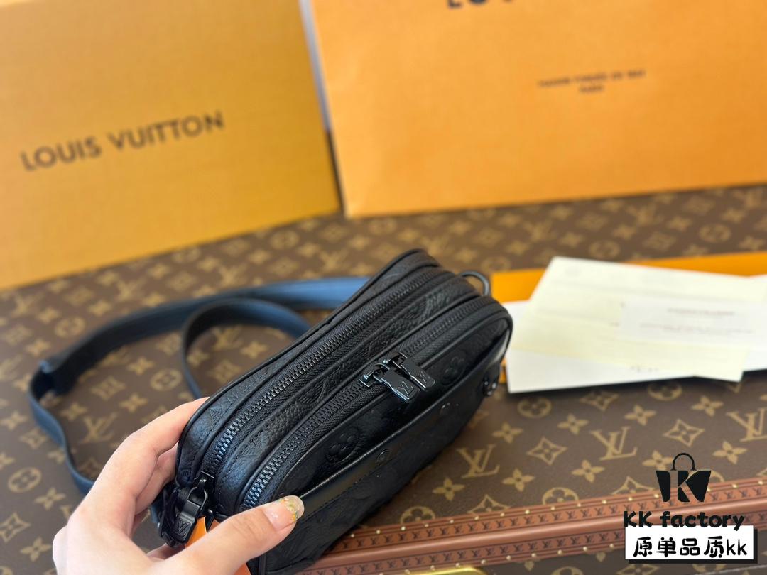 692f147b4ecd253cf10792db LV Latest Men's Camera Bag Nano Alpha Black Floral Embossing Full Set Packaging
