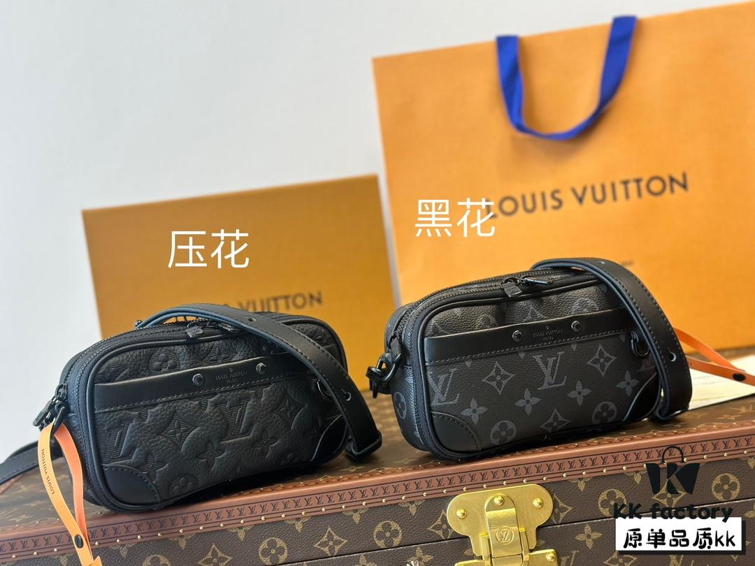 692f147e4ecd253cf10792e0 LV Latest Men's Camera Bag Nano Alpha Black Floral Embossing Full Set Packaging