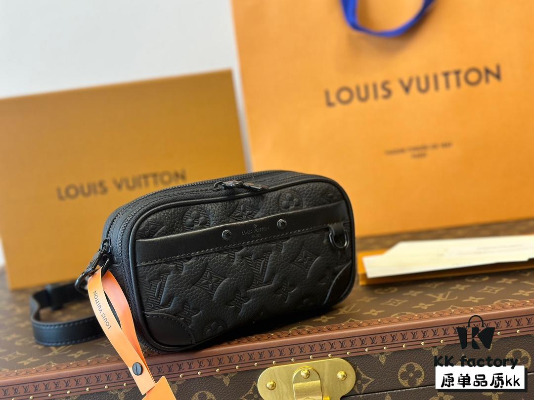 692f14824ecd253cf10792e5 LV Latest Men's Camera Bag Nano Alpha Black Floral Embossing Full Set Packaging