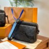 LV Men's Steamer Messenger Bag in Embossed Calfskin with Black Flower Pattern