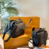 LV Men's Steamer Messenger Bag in Embossed Calfskin with Black Flower Pattern