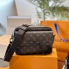 LV Men's Steamer Messenger Bag in Embossed Calfskin with Black Flower Pattern