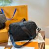 LV Men's Steamer Messenger Bag in Embossed Calfskin with Black Flower Pattern