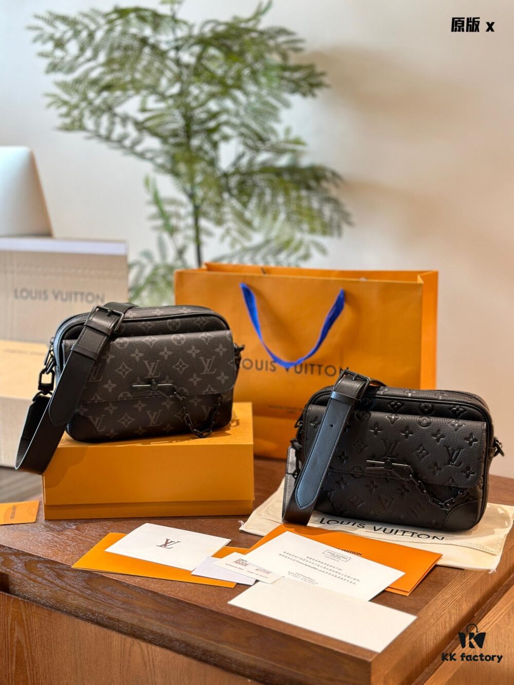 692f14de4ecd253cf107937d LV Men's Steamer Messenger Bag in Embossed Calfskin with Black Flower Pattern