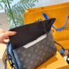LV Men's Steamer Messenger Bag in Embossed Calfskin with Black Flower Pattern