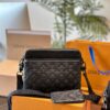 692f14e24ecd253cf1079386 Embossed Cowhide Black Monogram LV Men's Trio Three-in-One Messenger Bag in Black Knight Style