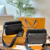 692f14e84ecd253cf1079391 Embossed Cowhide Black Monogram LV Men's Trio Three-in-One Messenger Bag in Black Knight Style