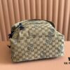692f15494ecd253cf1079441 Gucci Men's Backpack with Coiled Snake Embroidery in Beige and Brown Original GG Canvas, Blue Contrast Trim