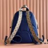 692f15494ecd253cf1079442 Gucci Men's Backpack with Coiled Snake Embroidery in Beige and Brown Original GG Canvas, Blue Contrast Trim