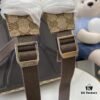 Gucci Logo Medium Backpack in Beige and Ebony GG Canvas with Original Green Gift Bag