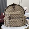 692f15504ecd253cf1079453 Gucci Logo Large Backpack in Beige and Ebony GG Canvas with Original Green Gift Bag